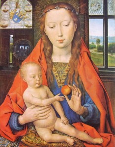 Hans Memling: DalDittico Maarten van Nieuwenhove - Madonna col Bambino, 44 x 33, Hans Memlingmuseum, Brugge.